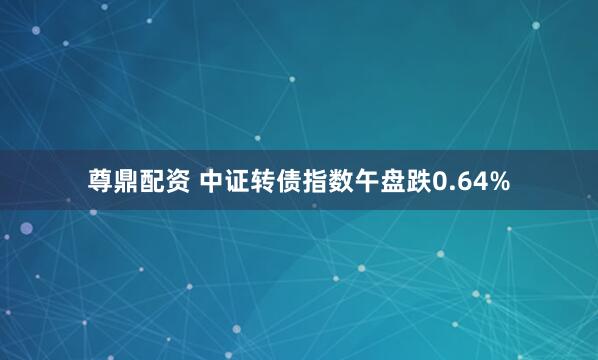 尊鼎配资 中证转债指数午盘跌0.64%